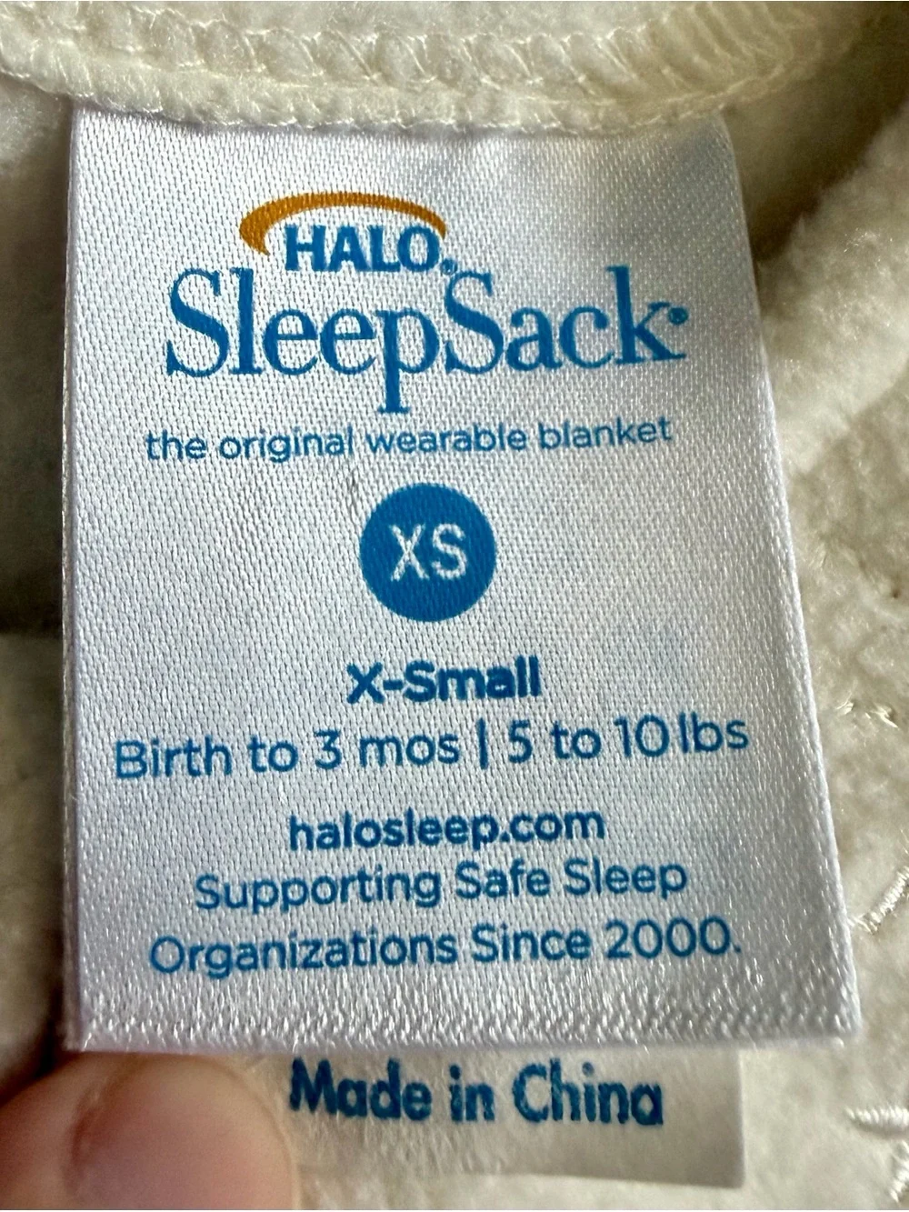 Halo Cream Fleece Sleep Sack with Blue Emblem